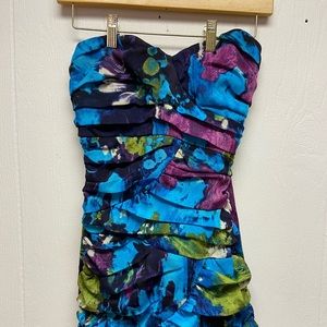 Multi color strapless party dress